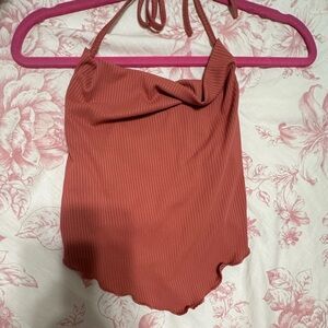 SHEIN Terracotta Ribbed Halter Tank Top